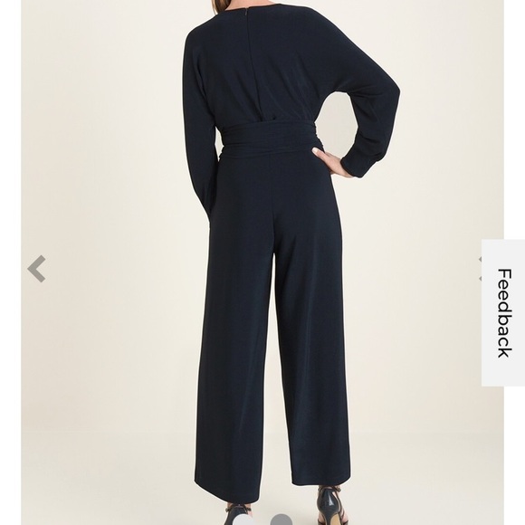 Chico’s Travelers Navy Jumpsuit, Longsleeve V-neck, size 3 (16/18) - Picture 3 of 8